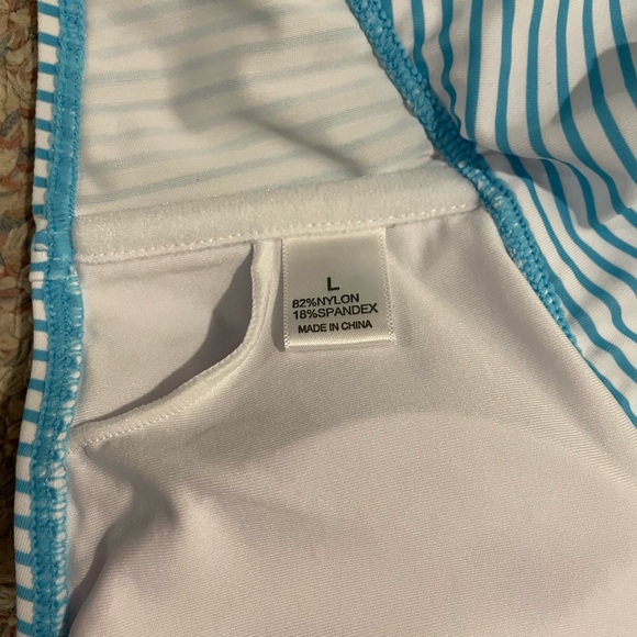 High Waisted Blue Striped Bikini - Picture 3 of 4